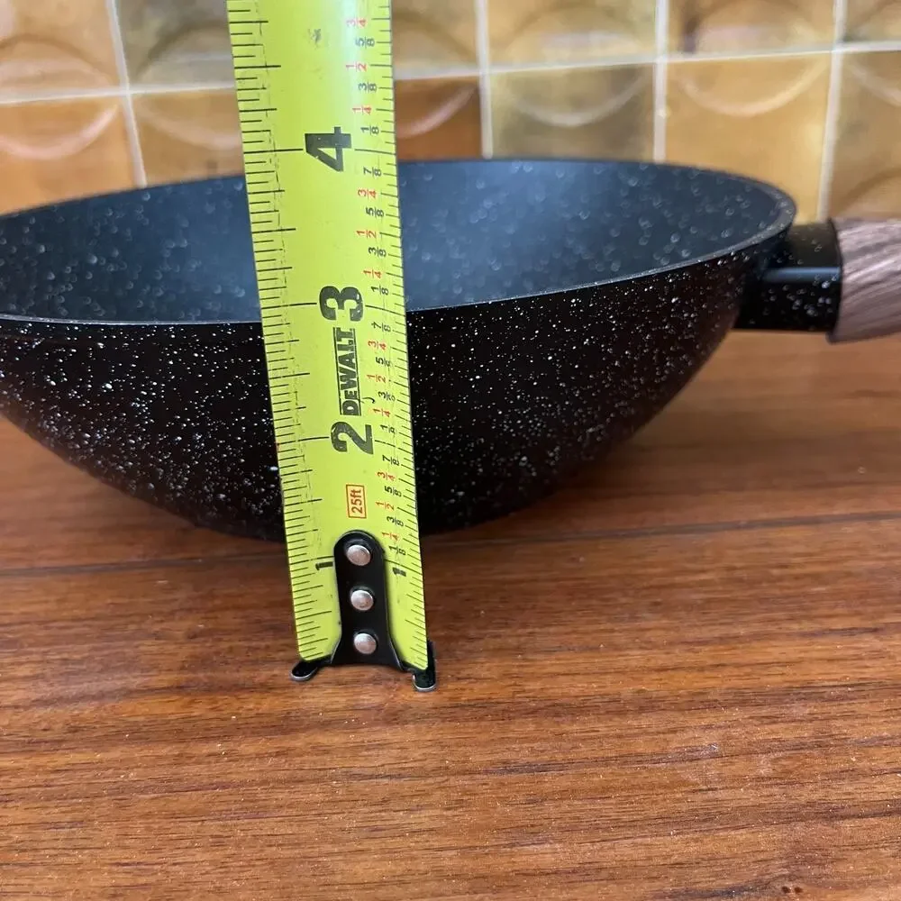 Black Speckled Aluminum Non-Stick 2.5 Quart Wok / Saucepan Bakelite Handle